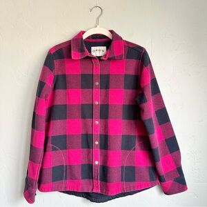 Orvis Women’s Pink Navy‎ Flannel Buffalo Plaid Shirt Jacket Shacket Size Small